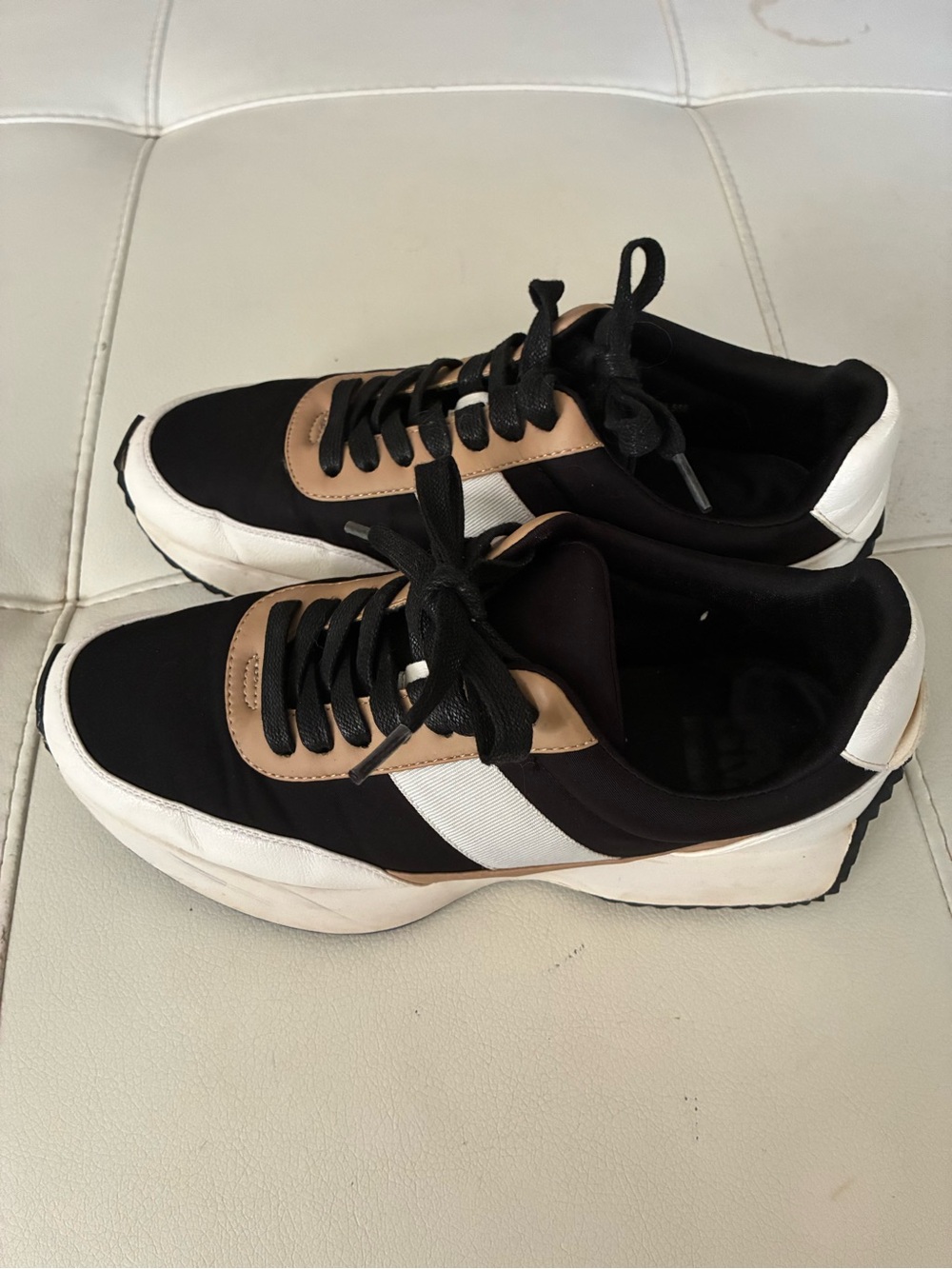 Black White and Tan Casual Sneakers